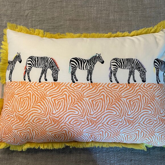 Waverly Zebra Safari Colorful Embroidered Throw Decor Pillow 19" x 12" - Picture 1 of 6